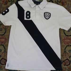 White Tommy Hilfiger Short Sleeve Striped Polo